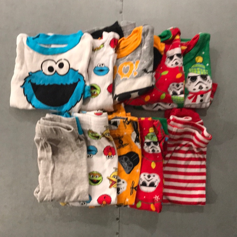 Sesame Street / Star Wars Toddler PJ set of 5 18mo
